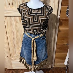 McGuire Denim Skirt with Fringe Size 25